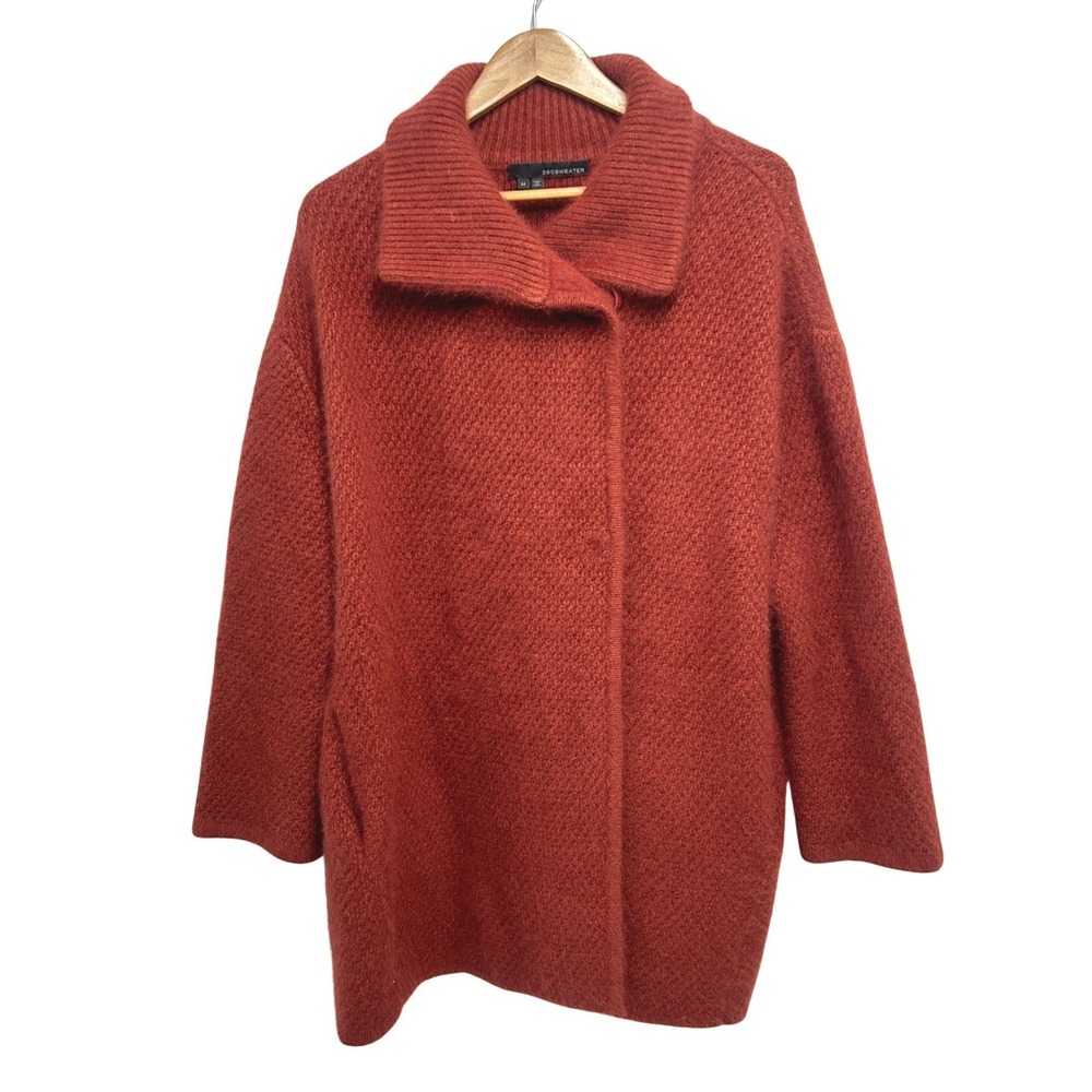 Wool Raccoon Yarn Sweater Coat M Rust Orange Cozy Quiet Luxury Lagen Cardigan